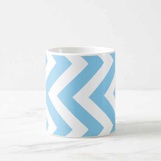 Baby Blauw en Wit Groot Verticaal Chevron Patroon Koffiemok (Center)