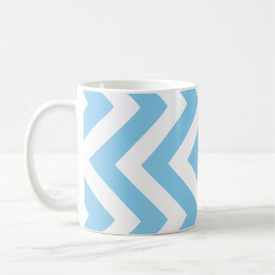 Baby Blauw en Wit Groot Verticaal Chevron Patroon Koffiemok