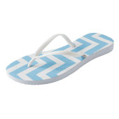 Baby Blauw en Wit Grote Diagonale Chevron Strepen Teenslippers (Schuin)
