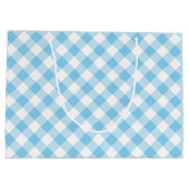 Baby Blauw en Wit Grote Diagonale Gingham Checks Groot Cadeauzakje (Achterkant)