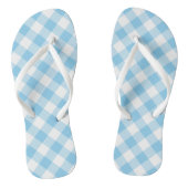 Baby Blauw en Wit Grote Diagonale Gingham Checks Teenslippers (Voetbed)
