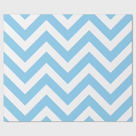Baby Blauw en Wit Grote Grootte Chevron Strepen Cadeaupapier (Vlak)