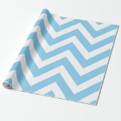 Baby Blauw en Wit Grote Grootte Chevron Strepen Cadeaupapier (Uitgerold)