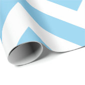 Baby Blauw en Wit Grote Grootte Chevron Strepen Cadeaupapier (Rol Hoek)