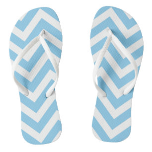 Baby Blauw en Wit Grote Grootte Chevron Strepen Teenslippers