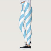 Baby Blauw en Wit Grote Grootte Diagonale Strepen Leggings (Links)