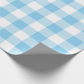 Baby Blauw en Wit Grote Grootte Gingham Checks Cadeaupapier (Hoek)
