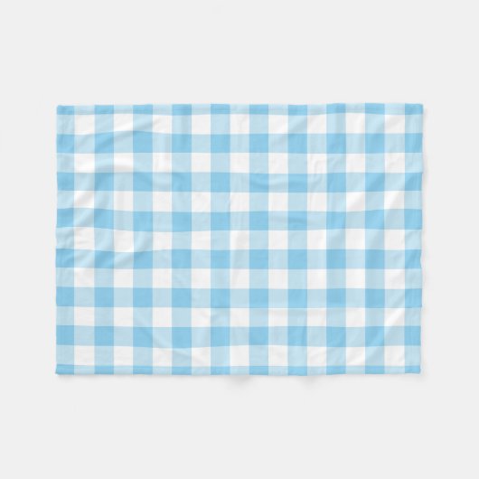 Baby Blauw en Wit Grote Grootte Gingham Checks Fleece Deken (Voorkant (Horizontaal))