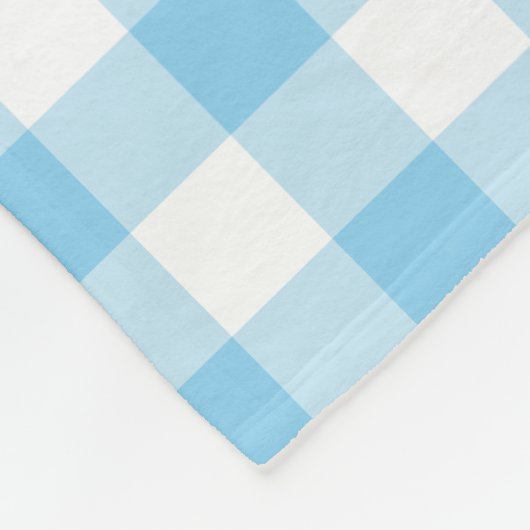 Baby Blauw en Wit Grote Grootte Gingham Checks Fleece Deken (Hoek)