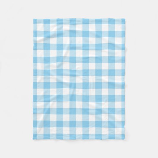 Baby Blauw en Wit Grote Grootte Gingham Checks Fleece Deken (Voorkant)