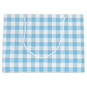 Baby Blauw en Wit Grote Grootte Gingham Checks Groot Cadeauzakje (Voorkant)