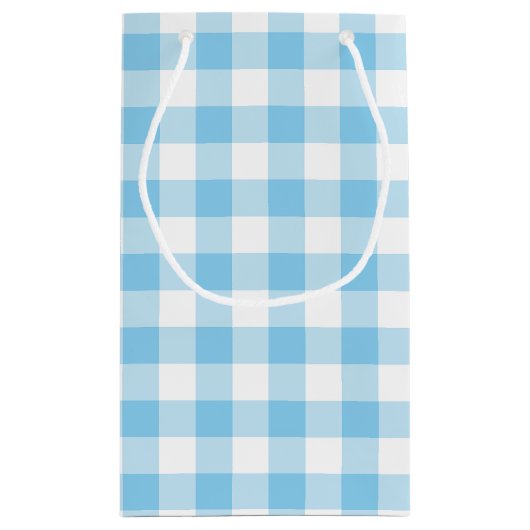 Baby Blauw en Wit Grote Grootte Gingham Checks Klein Cadeauzakje (Achterkant)