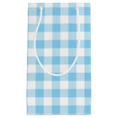 Baby Blauw en Wit Grote Grootte Gingham Checks Klein Cadeauzakje (Voorkant)