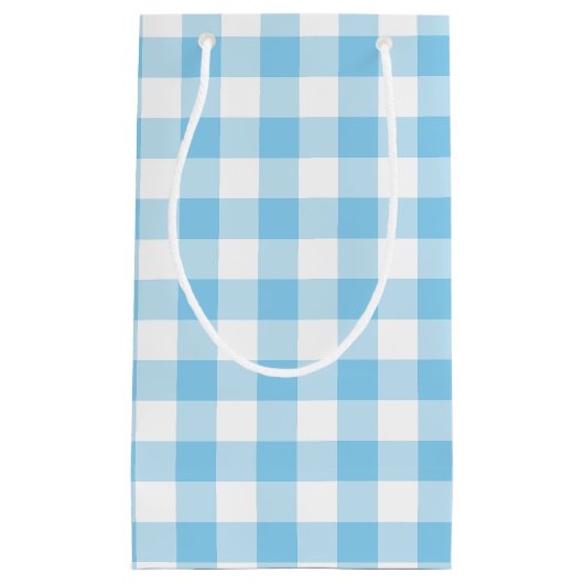 Baby Blauw en Wit Grote Grootte Gingham Checks Klein Cadeauzakje (Voorkant)