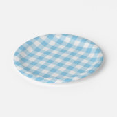 Baby Blauw en Wit Grote Grootte Gingham Checks Papieren Bordje (Gekanteld)