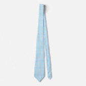 Baby Blauw en Wit Grote Grootte Gingham Checks Stropdas (Voorkant)