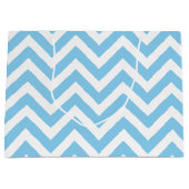 Baby Blauw en Wit Grote Grootte Horizontale Chevro Groot Cadeauzakje (Voorkant)