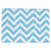 Baby Blauw en Wit Grote Grootte Horizontale Chevro Groot Cadeauzakje (Achterkant)