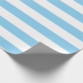 Baby Blauw en Wit Grote Grootte Horizontale Strepe Cadeaupapier (Hoek)
