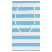 Baby Blauw en Wit Grote Grootte Horizontale Strepe Klein Cadeauzakje (Voorkant)