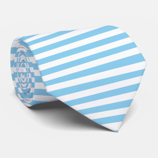 Baby Blauw en Wit Grote Grootte Horizontale Strepe Stropdas