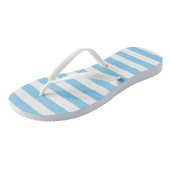 Baby Blauw en Wit Grote Grootte Horizontale Strepe Teenslippers (Schuin)