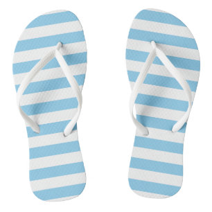 Baby Blauw en Wit Grote Grootte Horizontale Strepe Teenslippers