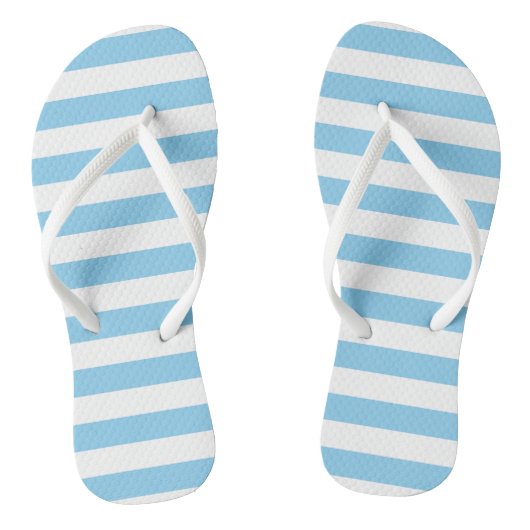 Baby Blauw en Wit Grote Grootte Horizontale Strepe Teenslippers (Voetbed)