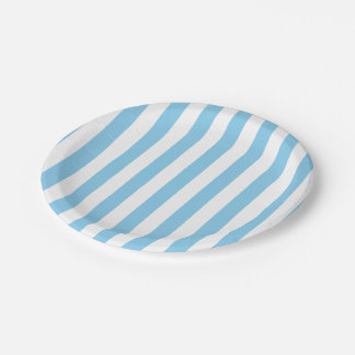 Baby Blauw en Wit Grote Grootte Strepen Papieren Bordje
