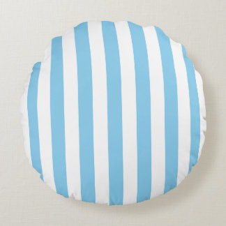 Baby Blauw en Wit Grote Grootte Strepen Rond Kussen