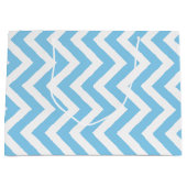 Baby Blauw en Wit Grote Grootte Verticale Chevron Groot Cadeauzakje (Voorkant)