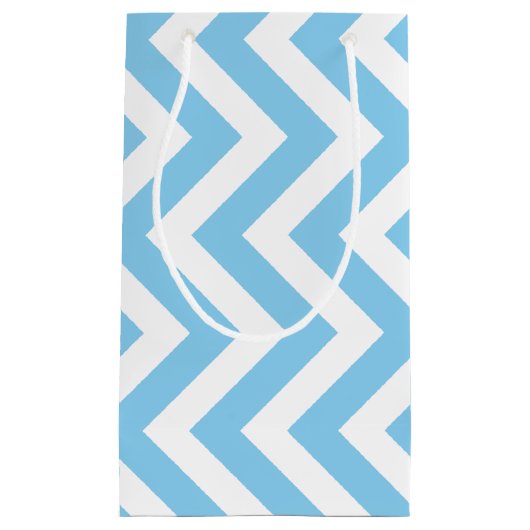 Baby Blauw en Wit Grote Grootte Verticale Chevron Klein Cadeauzakje (Voorkant)