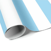 Baby Blauw en Wit Grote Grootte Verticale Strepen Cadeaupapier (Rol Hoek)