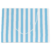 Baby Blauw en Wit Grote Grootte Verticale Strepen Groot Cadeauzakje (Voorkant)