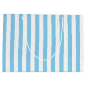 Baby Blauw en Wit Grote Grootte Verticale Strepen Groot Cadeauzakje (Achterkant)