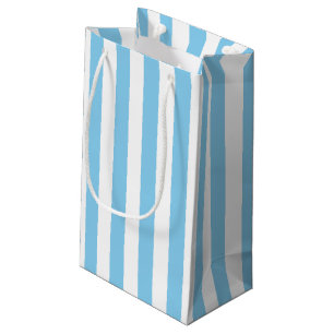 Baby Blauw en Wit Grote Grootte Verticale Strepen Klein Cadeauzakje