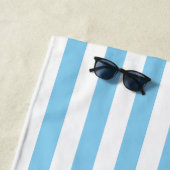 Baby Blauw en Wit Grote Grootte Verticale Strepen Strandlaken (In situ)