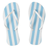 Baby Blauw en Wit Grote Grootte Verticale Strepen Teenslippers (Voetbed)