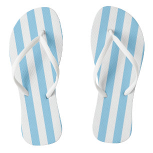 Baby Blauw en Wit Grote Grootte Verticale Strepen Teenslippers
