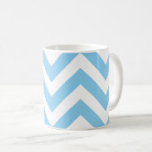 Baby Blauw en Wit Grote Horiz. Chevron Patroon Koffiemok (Voorkant rechts)