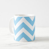 Baby Blauw en Wit Grote Horiz. Chevron Patroon Koffiemok (Voorkant links)