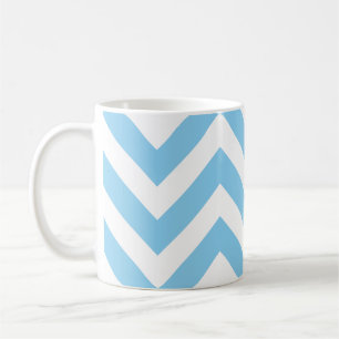 Baby Blauw en Wit Grote Horiz. Chevron Patroon Koffiemok
