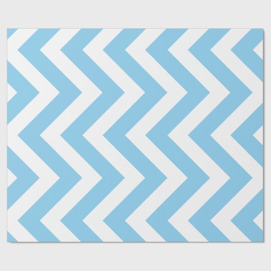 Baby Blauw en Wit Grote Verticale Chevron Strepen Cadeaupapier (Vlak)