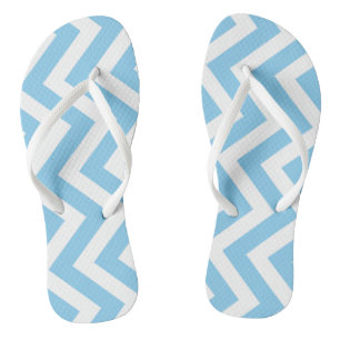 Baby Blauw en Wit Grote Verticale Chevron Strepen Teenslippers
