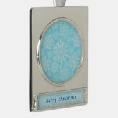 Baby blauw en wit Kerstmis Sneeuwvlokken patroon Verzilverd Banner Ornament (Rechts)