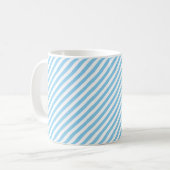 Baby Blauw en Wit Klein Diagonaal Streepjespatroon Koffiemok (Voorkant links)