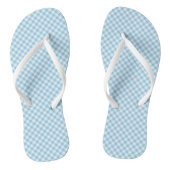 Baby Blauw en Wit Kleine Diagonaal Gingham Checks Teenslippers (Voetbed)
