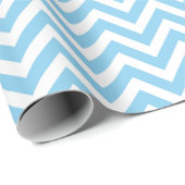 Baby Blauw en Wit Kleine Grootte Chevron Strepen Cadeaupapier (Rol Hoek)