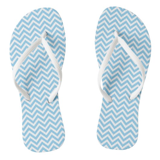Baby Blauw en Wit Kleine Grootte Chevron Strepen Teenslippers (Voetbed)