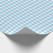 Baby Blauw en Wit Kleine Grootte Gingham Checks Cadeaupapier (Hoek)
